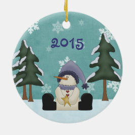 Ornamento De Cerâmica Primeiro Natal do Bebê Boneco de Neve Personalizad