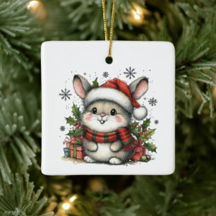 Ornamento De Cerâmica Primeiro Natal do Bebê com Coelhinho Fofo, Present