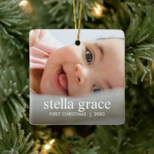 Ornamento De Cerâmica Primeiro Natal do Bebê com Elegância Minimalista F