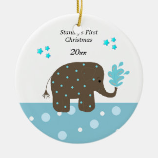 Ornamento De Cerâmica Primeiro Natal do Bebê Elefante