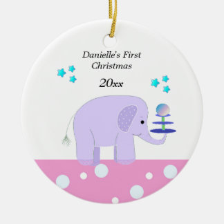 Ornamento De Cerâmica Primeiro Natal do Bebê Elefante