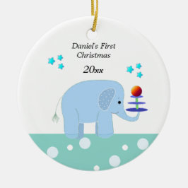 Ornamento De Cerâmica Primeiro Natal do Bebê Elefante