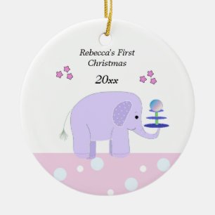Ornamento De Cerâmica Primeiro Natal do Bebê Elefante
