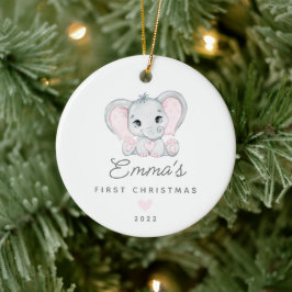 Ornamento De Cerâmica Primeiro Natal do Bebê Elefante Menina Cerâmica