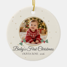 Primeiro Natal do Bebê Foto de Azevinho e Estrelas