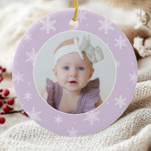 Primeiro Natal do Bebê Foto Floco de Neve Roxo