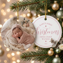 Primeiro Natal do Bebê Foto Rosa Lembrança