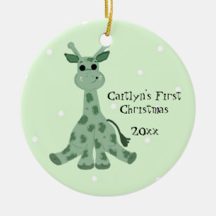 Ornamento De Cerâmica Primeiro Natal do Bebê Girafa Fofinho