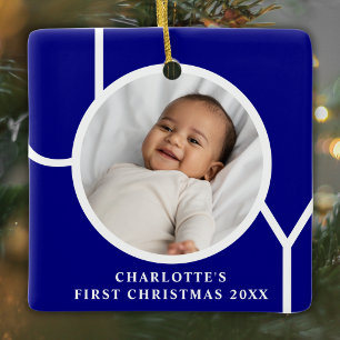 Ornamento De Cerâmica Primeiro Natal do Bebê Moderno Personalizado Foto