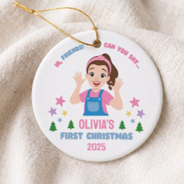 Ornamento De Cerâmica Primeiro Natal do Bebê Nome Personalizado