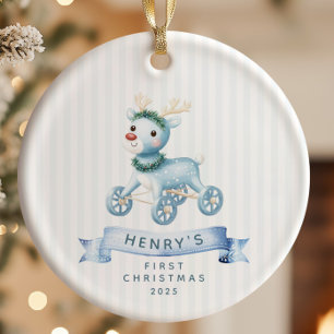 Ornamento De Cerâmica Primeiro Natal do Bebê Personalizado
