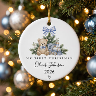 Ornamento De Cerâmica Primeiro Natal do Bebê Personalizado