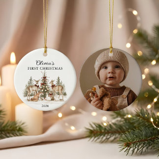 Ornamento De Cerâmica Primeiro Natal do Bebê Personalizado