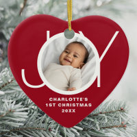 Primeiro Natal do Bebê Personalizado Foto Vermelho