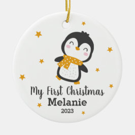 Ornamento De Cerâmica Primeiro natal do bebê pinguim bonito em ceram bra