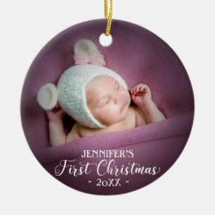 Ornamento De Cerâmica Primeiro Natal do Bebê Recém-Nascido Adicione Sua