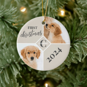 Ornamento De Cerâmica Primeiro Natal do Cachorrinho 2 Foto