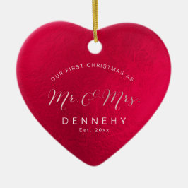 Ornamento De Cerâmica Primeiro Natal do Coração de Cerâmica, Vermelho Ir