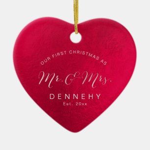 Ornamento De Cerâmica Primeiro Natal do Coração de Cerâmica, Vermelho Ir