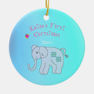 Ornamento De Cerâmica Primeiro Natal do Elefante Encantador Bebê