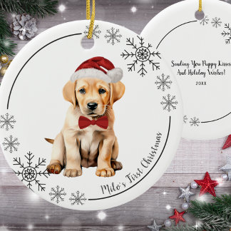 Ornamento De Cerâmica Primeiro Natal do Labrador Retriever
