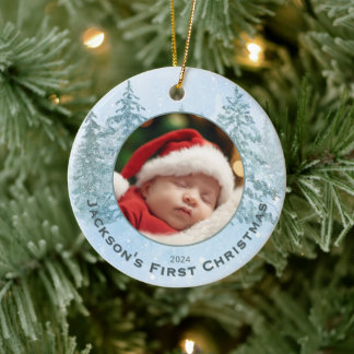 Ornamento De Cerâmica Primeiro Natal do Photo Baby Personalizado