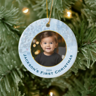 Ornamento De Cerâmica Primeiro Natal do Photo Baby Personalizado