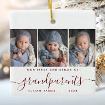 Primeiro Natal dos Avós 3 Foto Burgundy Script