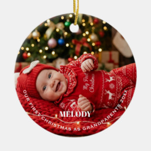 Ornamento De Cerâmica Primeiro Natal dos Avós Menina Bebê Foto