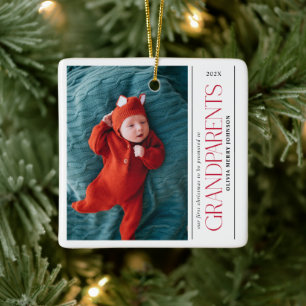 Ornamento De Cerâmica Primeiro Natal dos Avós Papai Foto
