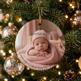 Ornamento De Cerâmica Primeiro Natal dos Pais Recém-Nascido Foto
