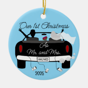 Ornamento De Cerâmica Primeiro Natal em Newlyweds