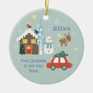 Ornamento De Cerâmica Primeiro Natal Em Nossa Nova Casa