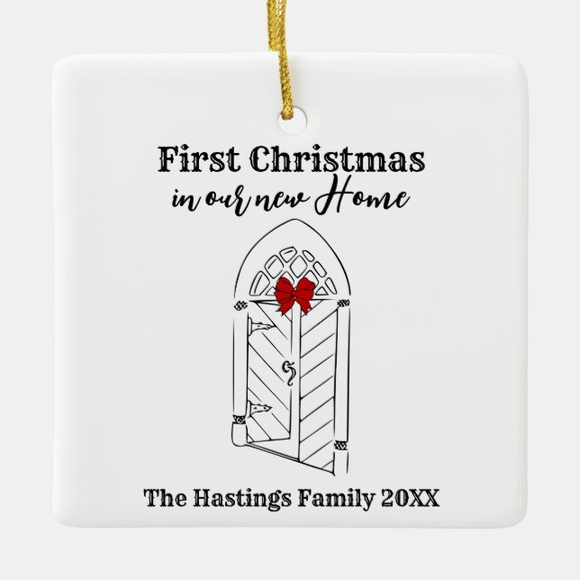 Ornamento De Cerâmica Primeiro Natal em nossa nova Casa (Frente)