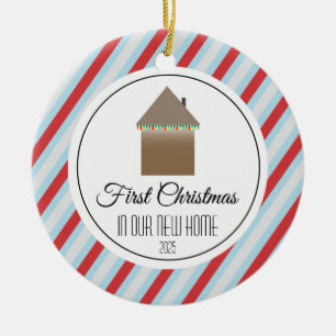 Ornamento De Cerâmica Primeiro Natal em nossa nova casa