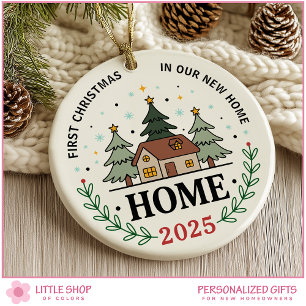 Ornamento De Cerâmica Primeiro Natal em Nossa Nova Casa Foto Personalizá