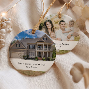 Ornamento De Cerâmica Primeiro Natal em Nossa Nova Casa Foto Personaliza