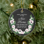 Ornamento De Cerâmica Primeiro Natal Em Nossa Nova Casa, Preto Personali<br><div class="desc">Primeiro Natal Em Nossa Nova Casa,  Personalizada,  Cerâmica Negra. Personalize com suas informações personalizadas tanto na frente quanto na parte traseira.</div>