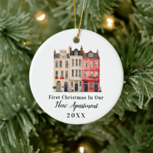 Ornamento De Cerâmica Primeiro Natal Em Nosso Novo Apartamento Com Ender