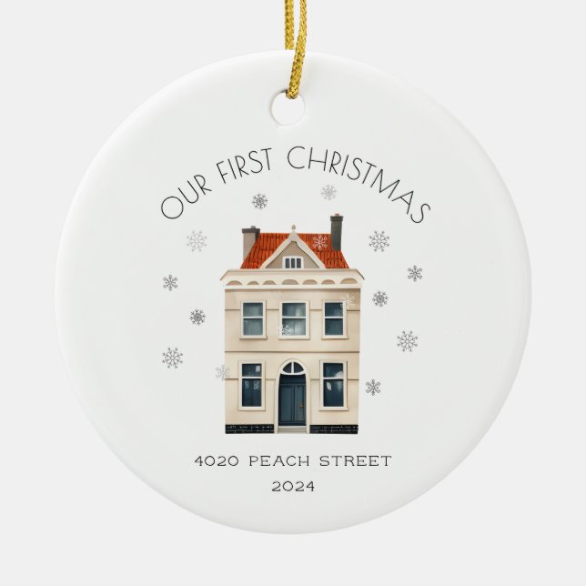 Ornamento De Cerâmica Primeiro Natal Em Nova Casa (Frente)