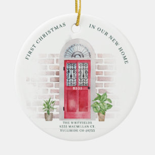 Ornamento De Cerâmica Primeiro Natal em Nova Casa Anúncio de Mudança