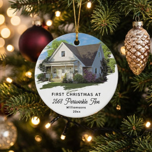 Ornamento De Cerâmica Primeiro Natal em Nova Casa Foto Aquecimento da Ca
