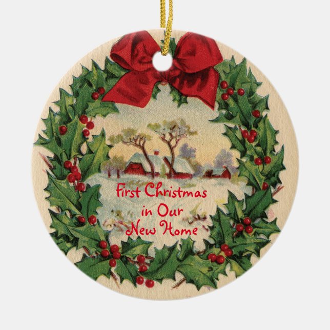 Ornamento De Cerâmica Primeiro Natal em Nova Ornação Doméstica (Frente)