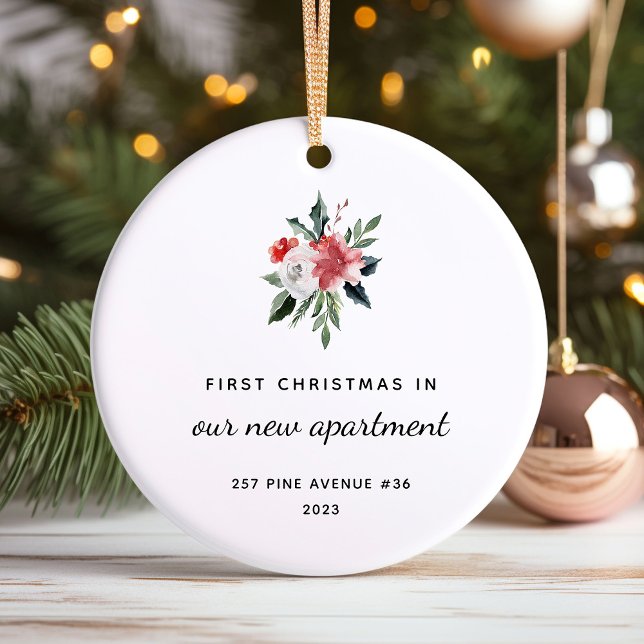 Ornamento De Cerâmica Primeiro Natal em Novo Apartamento | Elegante (The perfect holiday keepsake once you've moved to a new apartment)