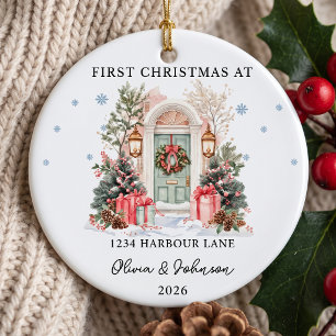 Ornamento De Cerâmica Primeiro Natal em Presente de Nova Casa