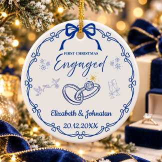 Ornamento De Cerâmica Primeiro Natal Engajados Nomes Personalizados Data