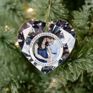 Ornamento De Cerâmica PRIMEIRO NATAL ENGENHADO Diamond Heart 2 Foto