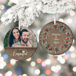 Ornamento De Cerâmica Primeiro Natal Entabolado Foto Rústica em Lona