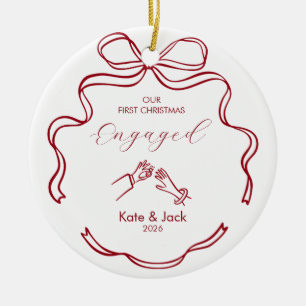 Ornamento De Cerâmica Primeiro Natal Entabulada Vermelha Coquette Person