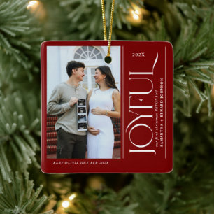 Ornamento De Cerâmica Primeiro Natal Feliz Grávida Foto Casal